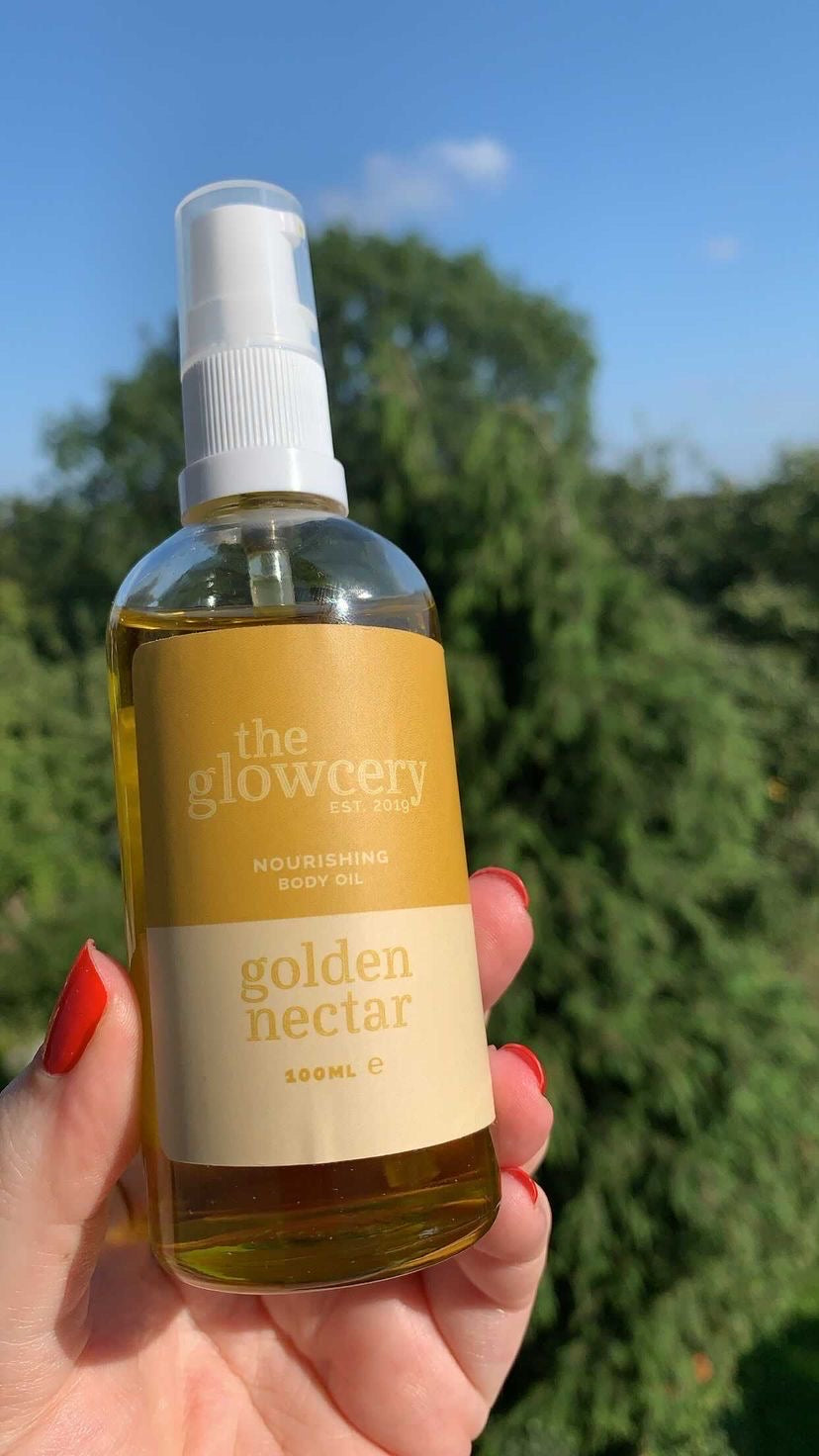 Golden Nectar Body Oil with strawberry and passionfruit for glowing skin