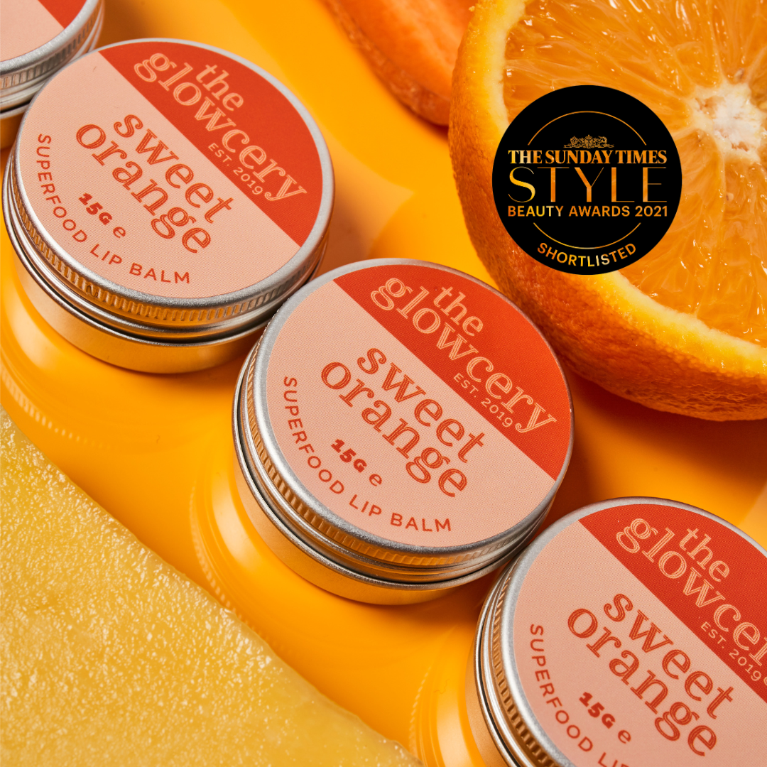 natural orange lip balm with mango butter and carrot oil