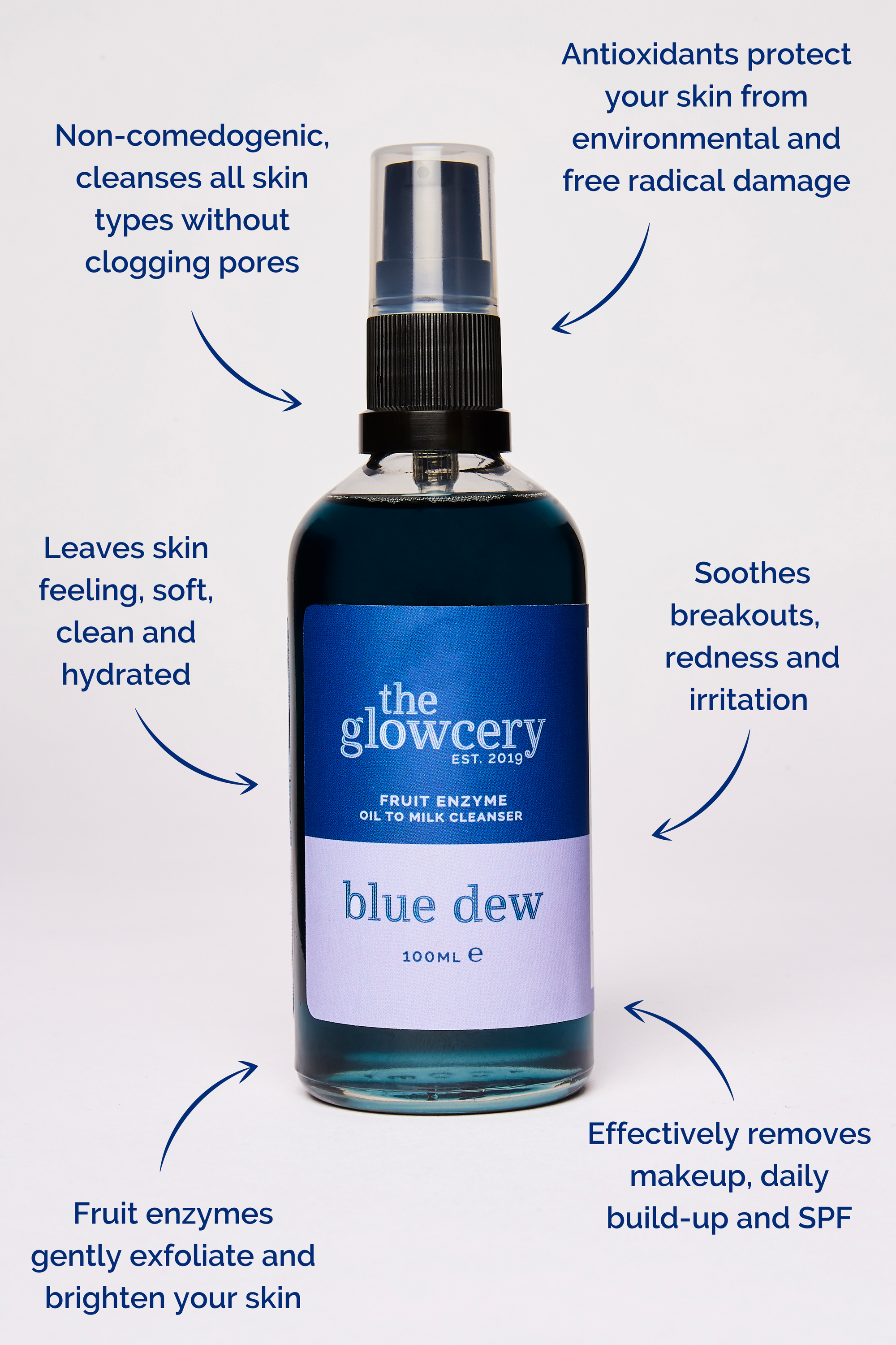 The Glowcery Blue Dew Oil To Milk Cleanser for glowing skin