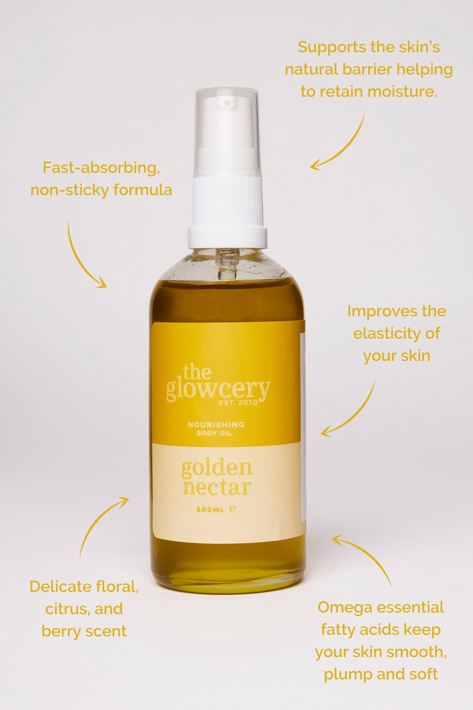 Golden Nectar Body Oil with strawberry and passionfruit for glowing skin