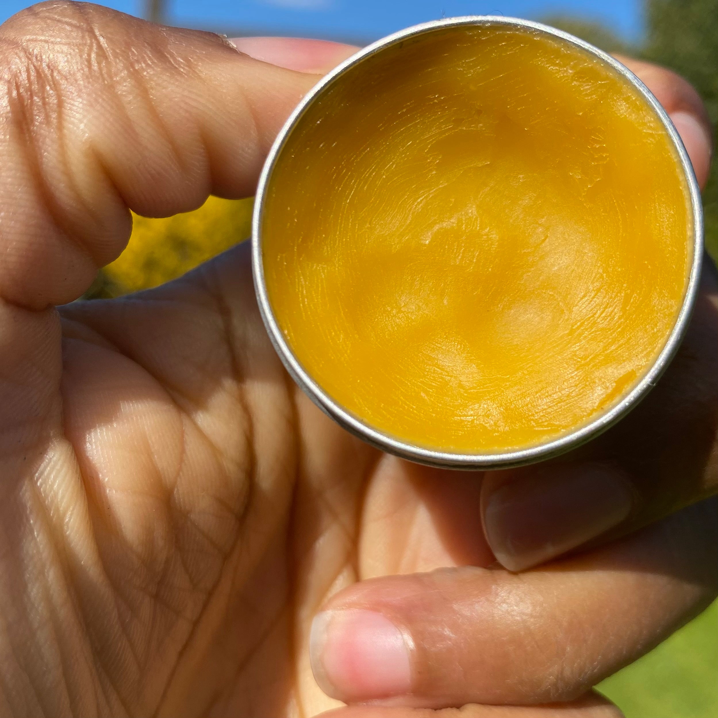 natural orange lip balm with mango butter and carrot oil