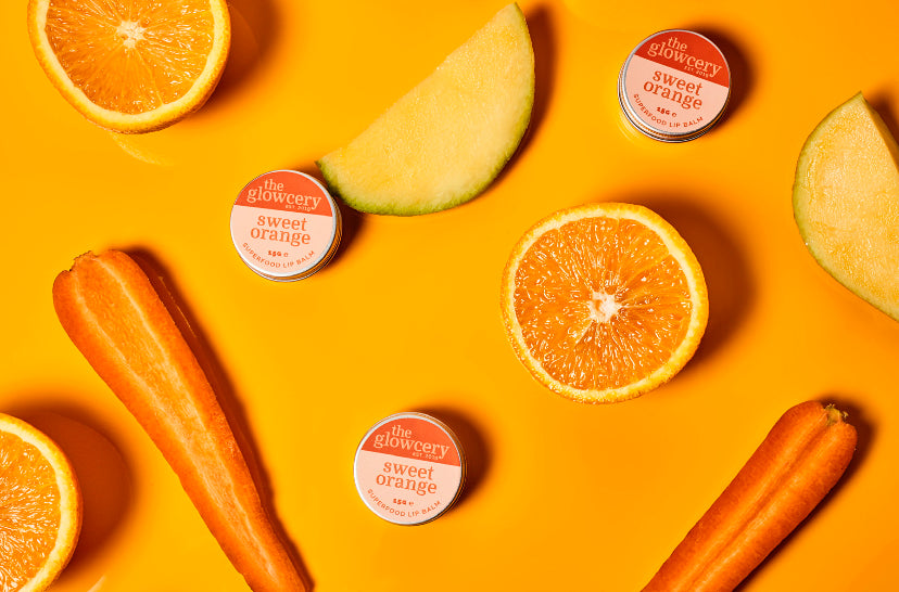 natural orange lip balm with mango butter and carrot oil